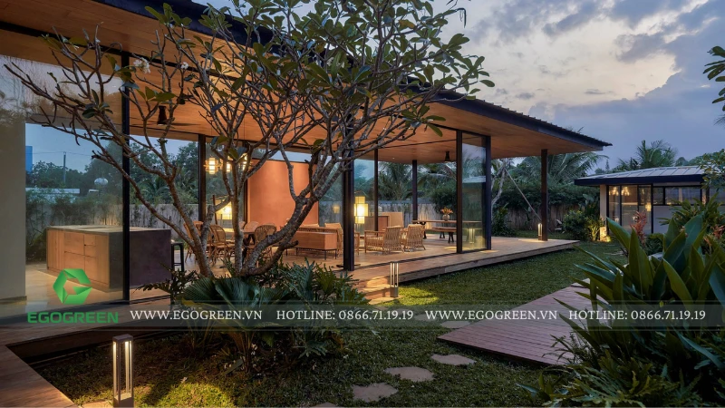 Xu hướng sân vườn biệt thự 2026: Khi khu vườn trở thành không gian nghỉ dưỡng và chữa lành